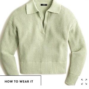 J Crew Collared Cotton Beach Sweater Light Sage - size S